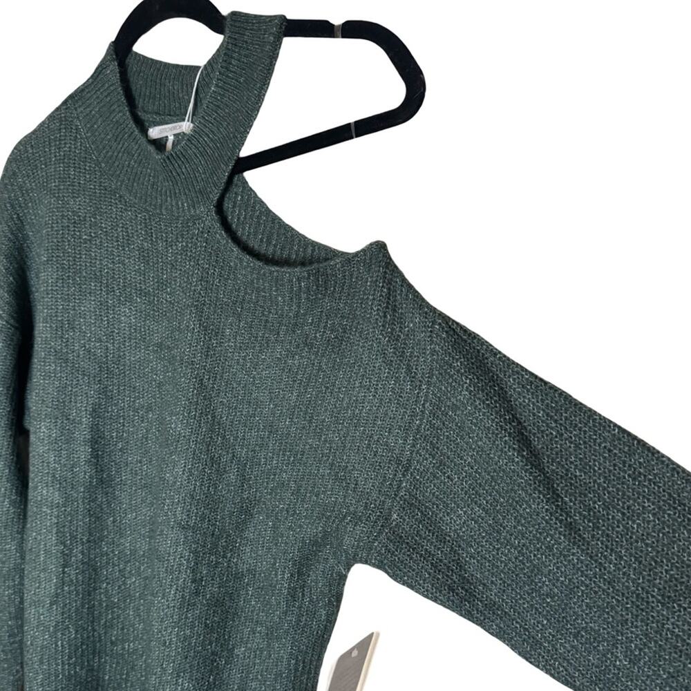 STITCHDROP Knit Cut Out Sweater Dress - Forest Frog Green Size L - Picture 4 of 6